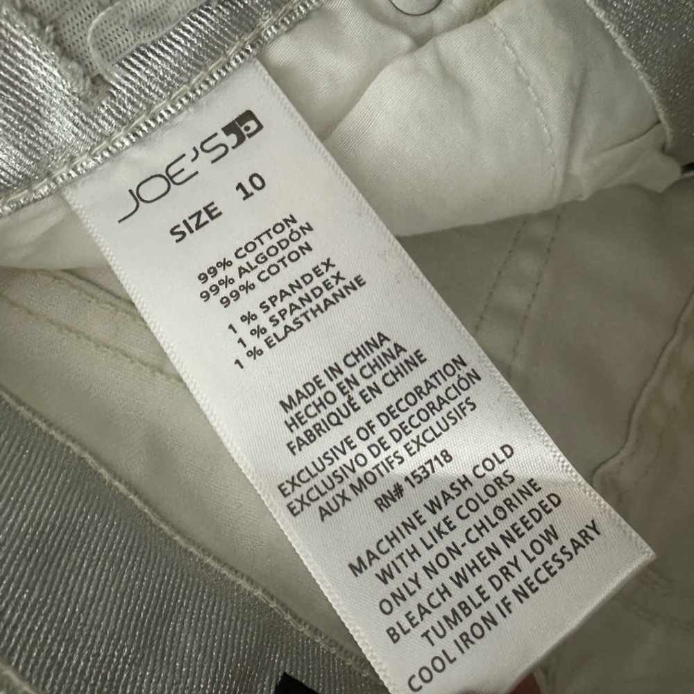 NWT Joe's The Metallic Super Skinny Jean Girls Sz 10 Silver Zip Fly High Rise - Picture 6 of 8